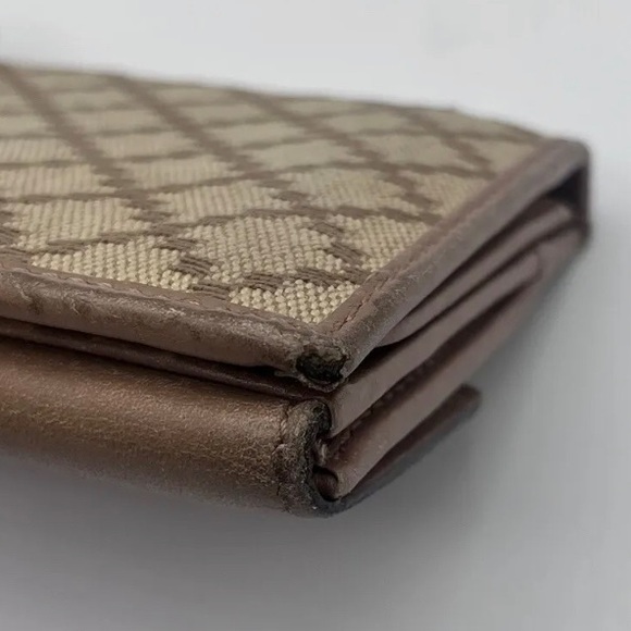 Authentic Vintage GUCCI Leather Long Wallet Brown Canvas Made in Italy NO BOX - Picture 7 of 14